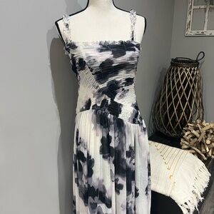 Free People Monochrome Floral Midi Dress